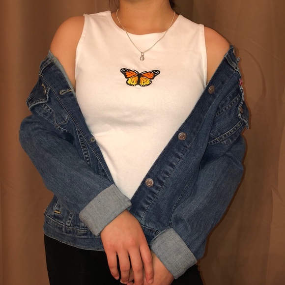 John Galt Butterfly Tank Top - White - Picture 3 of 8